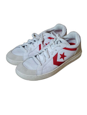 Converse White Sneakers with Red Star Chevron Accent 11.5